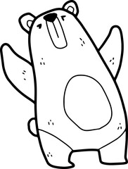 Cute bear, cartoon animal, coloring book, hand drawn, illustration, wearing white