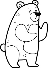 Cute bear, cartoon animal, coloring book, hand drawn, illustration, wearing white