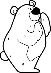 Cute bear, cartoon animal, coloring book, hand drawn, illustration, wearing white
