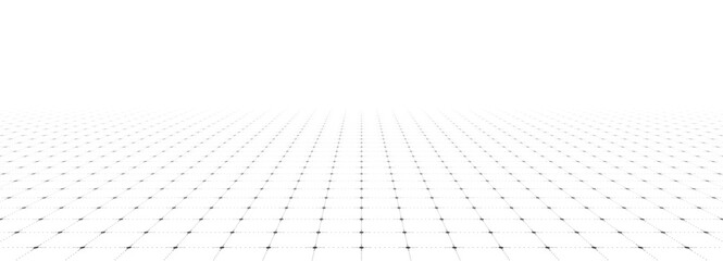 White background with gray perspective grid lines creating a square pattern. Template platform for technology, user interface, industry, science, blueprint, or infographic concept. Vector illustration