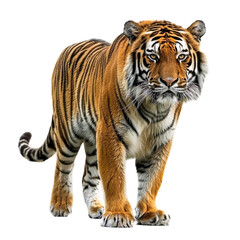 Fototapeta premium The tiger stands proudly with a sharp gaze, showing his strength and authority