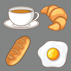 artwork illustration and T-shirt design breakfast food bundle