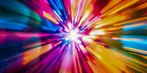 A colorful, blurry  of a light bulb