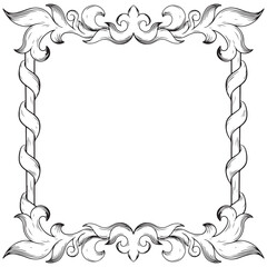 tattoo and t-shirt design black and white hand drawn engraving ornament rectangle frame vector	