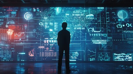 Futuristic Cybersecurity Workspace with Advanced Encryption Technologies, Biometric Access Control, and Dedicated Security Professionals Collaborating to Protect Sensitive Data from Cyber Threats