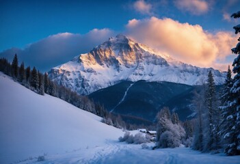 beautiful snowy mountain