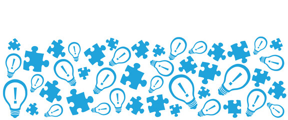 Bulbs Puzzle Pieces Background Copy Space Blue Horizontal