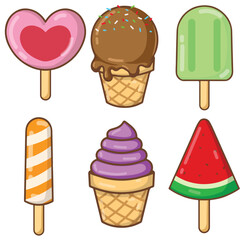 illustration art cute ice cream bundle