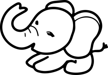 Cute elephant, cartoon animal, wild animal, zoo, coloring book, hand drawn, illustration, wearing white