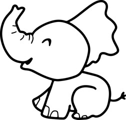 Cute elephant, cartoon animal, wild animal, zoo, coloring book, hand drawn, illustration, wearing white