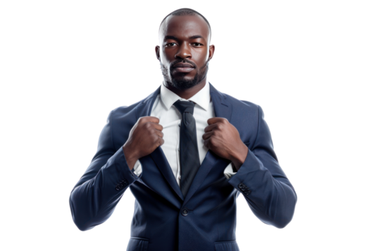A full-body photo of a handsome African American man walking confidently down a street, . isolated on white background