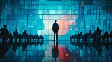 A researcher presenting findings to colleagues in a conference room focus on presentation, academic theme, dynamic, manipulation, meeting room backdrop