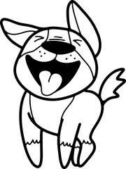 Cute dog, cartoon animal, pet, coloring book, hand drawn, illustration, wearing white