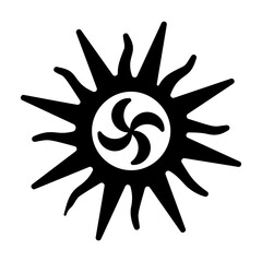 Easy to edit solid icon of borjgali sun