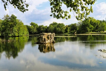 beautiful lake view with clouds 