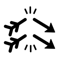 Get this solid icon of broken arrows sign