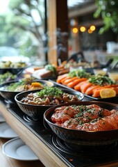 Obraz premium Kaiseki - An elaborate multi-course meal featuring seasonal and beautifully presented dishes. 