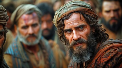 Obraz premium An image of Jesus Christ being betrayed by Judas.