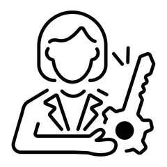 Well-designed line icon of key employee 
