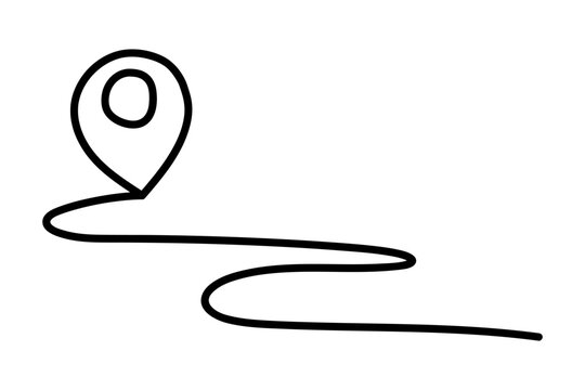 recommend clip art: Vector illustration of hand drawn route location icon on transparent background