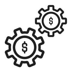 Investmen Money Gear Icon, Line Art Style Design Isolated On White Background