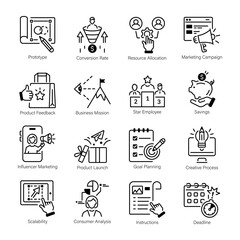 Collection of Project Handling Outline Icons 

