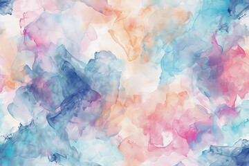 Dreamy pastel watercolor seamless pattern in soft hues of spring