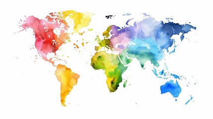 Colors of the world, watercolor earth map