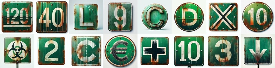 Obraz premium Green Road traffic sign Lettering Typeface. AI generated illustration