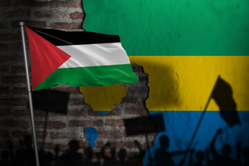 Shadows of Palestinian-supporting demonstrators in gabon