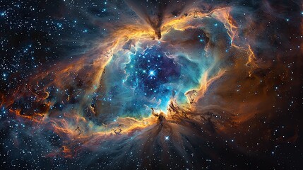 Obraz premium A beautiful image of the Helix Nebula with its colorful rings.