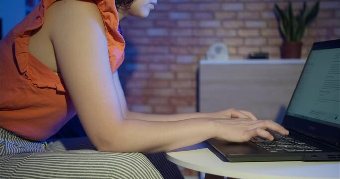 Woman Using Generative AI Software At Home
