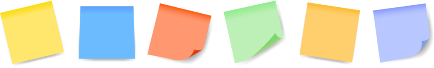 Set of realistic multicolor sticky papers. Isolated note collection with shadows. Notes collection with shadow on transparent background © thebeststocker