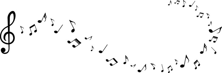 Musical note. Vector isolated on transparent background. Illustration of music sound, tune bass treble. Vector EPS 10 © thebeststocker