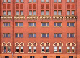Fototapeta premium Symmetrical Brick Building Wall Background