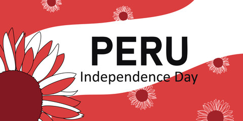 Anniversary banner Peruvian Independence Day. Holiday banner for website header background. Vector illustration with lettering.