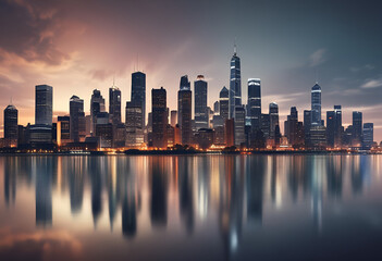 Obraz premium minimal city skyline for skyscrapers with simple colors 