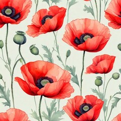 Obraz premium Poppies background. Pastel style. AI generated illustration