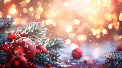 Obraz premium Festive greeting card with blurred bokeh background