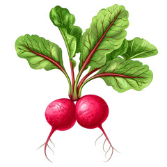 Vector illustration of a radish on a white background. Suitable for crafting and digital design projects.[A-0001]