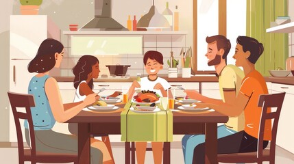Develop an infographic highlighting the benefits of family dinners, including improved communication, stronger relationships, and better nutritional habits.