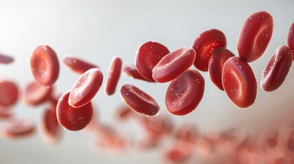 Microscopic view of red blood cells floating in plasma, a close-up of the tiny cells that carry oxygen throughout the body