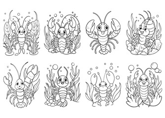 Obraz premium Lobster doodle coloring page