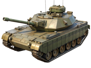 Military battle tank on white background