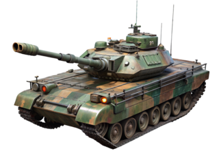 Military battle tank on white background