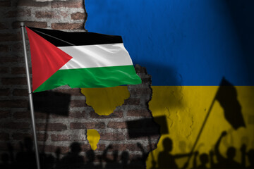 Shadows of Palestinian-supporting demonstrators in ukraine