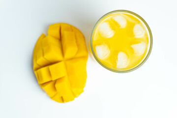 Ripe Mango Juice with White Background