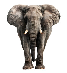 Obraz premium Big African Elephant isolated on transparent background, wild life concept, realistic illustration, generative ai