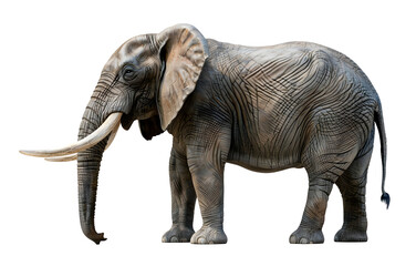 Big African Elephant isolated on transparent background, wild life concept, realistic illustration, generative ai