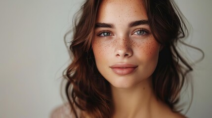Naklejka premium natural beauty portrait of young woman with perfect smooth skin cosmetology concept
